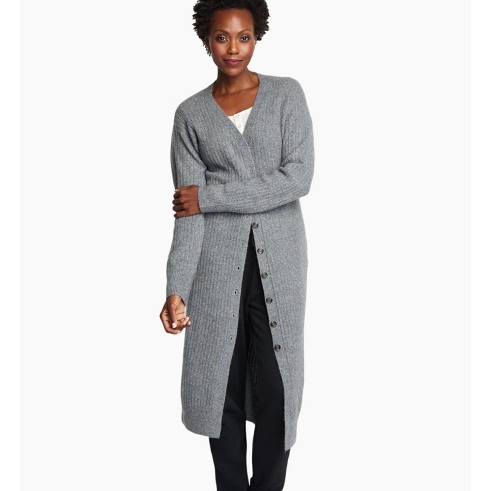 Able Elizabeth ribbed  midi cardigan grey size medium